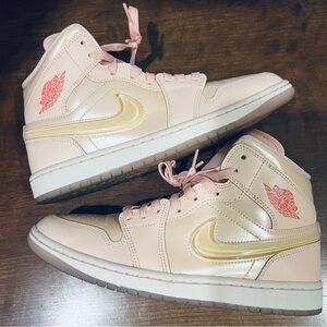 Jordan Women's Pink and Gold Sneakers